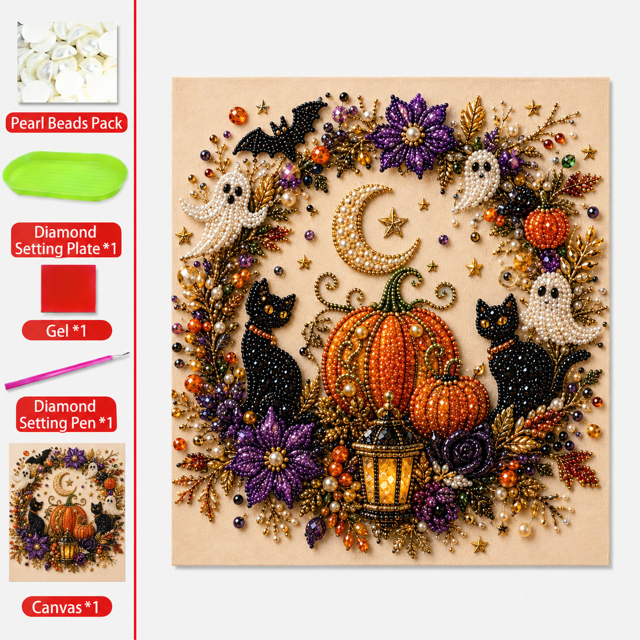 ?? Last Day 51% OFF ¨C ??? Halloween Pearl Art DIY Kit ¨C Turn Tiny Pearls into Spooky-Cute Magic