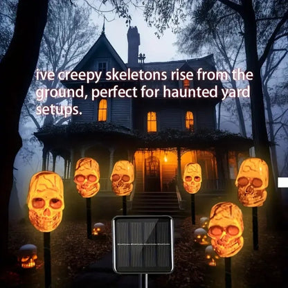 ?? Solar Halloween Stake Lights ¨C Pumpkin Ghost Skull 6PCS & Retro Skull 5PCS