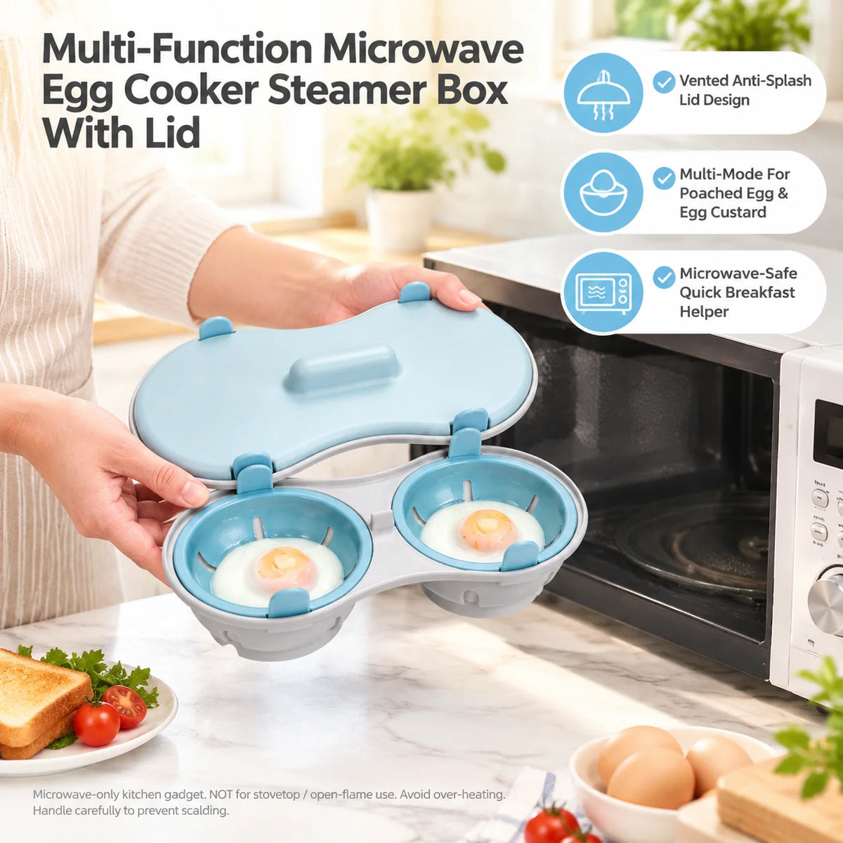 💥Buy 1, Get 1 Free 🥚Multi‑Function Microwave Egg Cooker Steamer Box With Lid