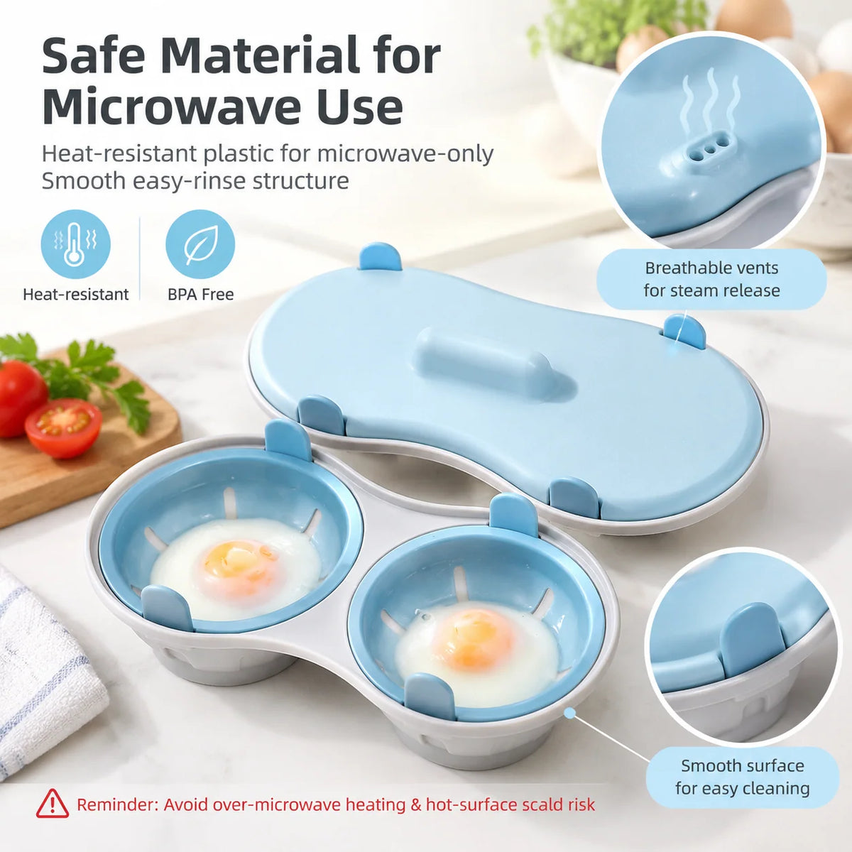 💥Buy 1, Get 1 Free 🥚Multi‑Function Microwave Egg Cooker Steamer Box With Lid