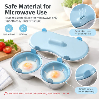 💥Buy 1, Get 1 Free 🥚Multi‑Function Microwave Egg Cooker Steamer Box With Lid