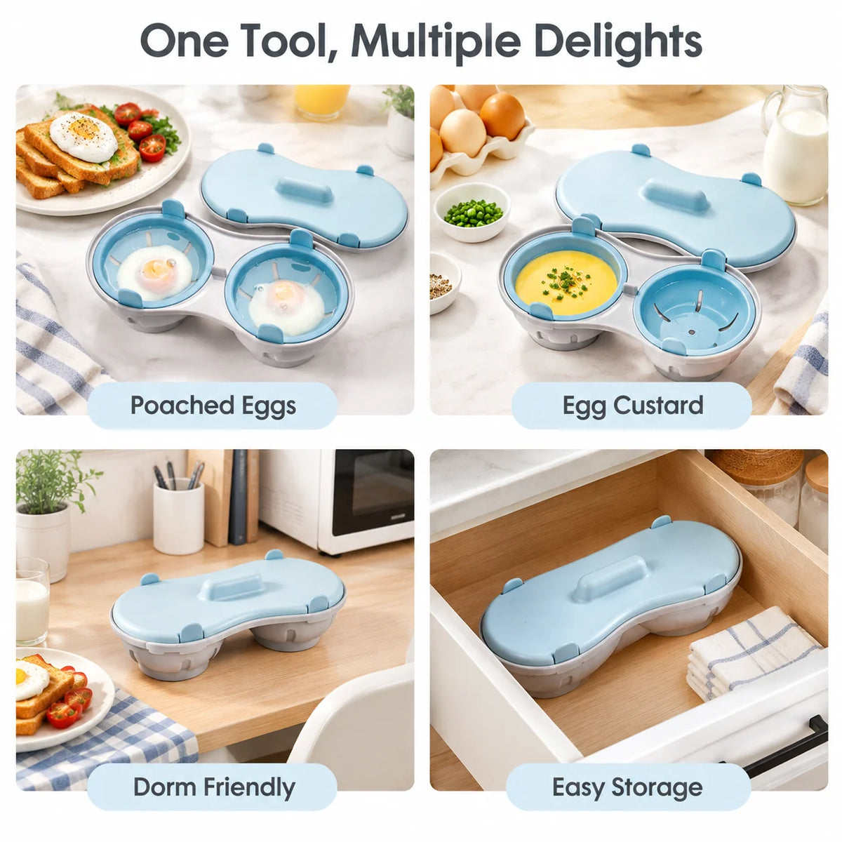 💥Buy 1, Get 1 Free 🥚Multi‑Function Microwave Egg Cooker Steamer Box With Lid