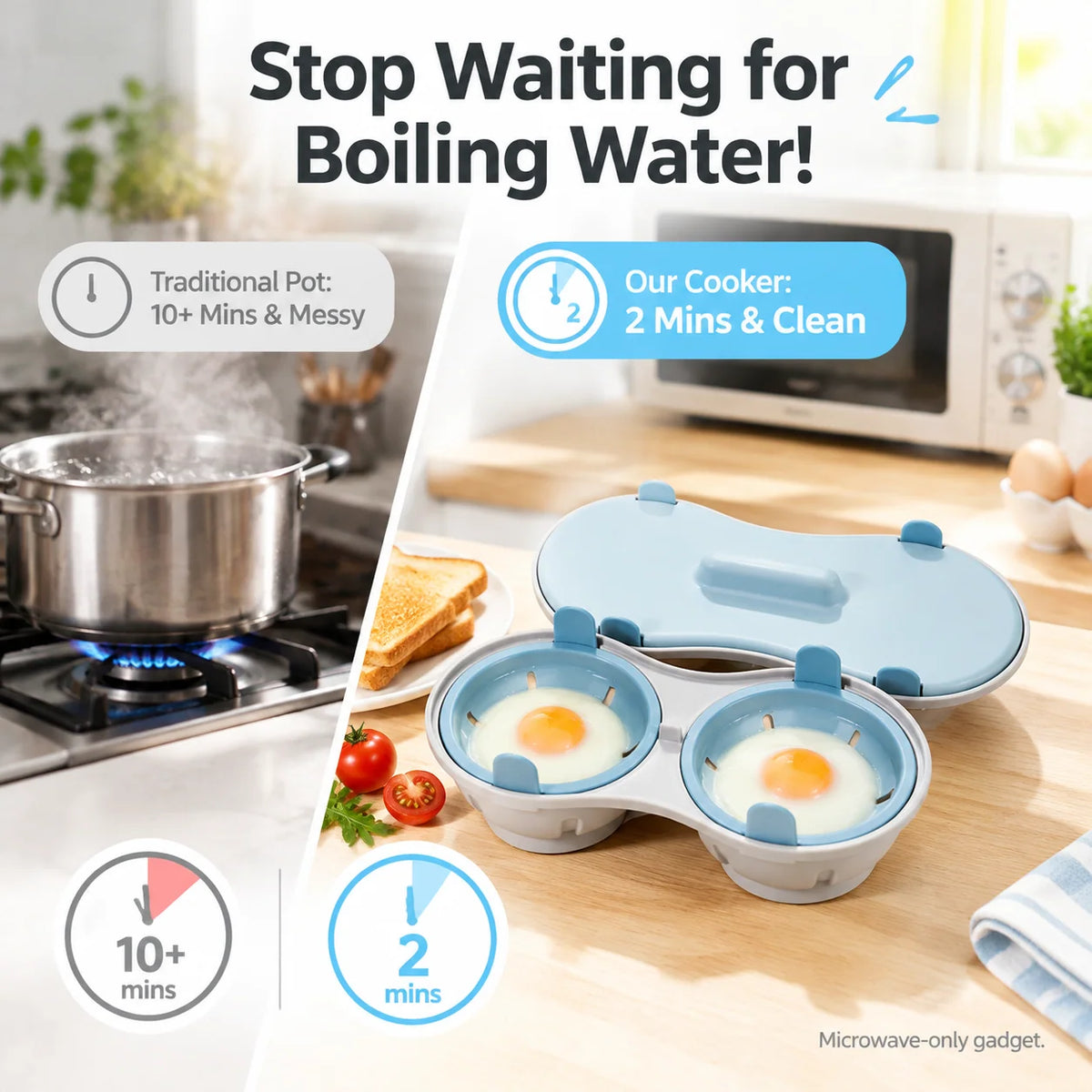 💥Buy 1, Get 1 Free 🥚Multi‑Function Microwave Egg Cooker Steamer Box With Lid