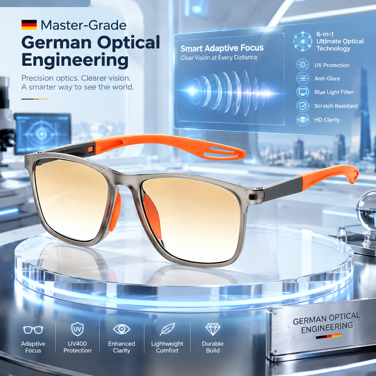 👓One pair of glasses for a lifetime!✨New photosensitive color-changing reading glasses see far see near multi-focus men's and women's high-definition middle-aged and old presbyopia glasses anti-blue light