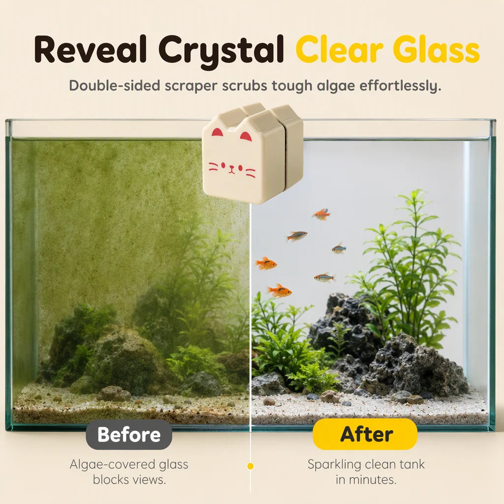 Clean Tank Glass Instantly! Double-Sided Magnetic Aquarium Cleaner