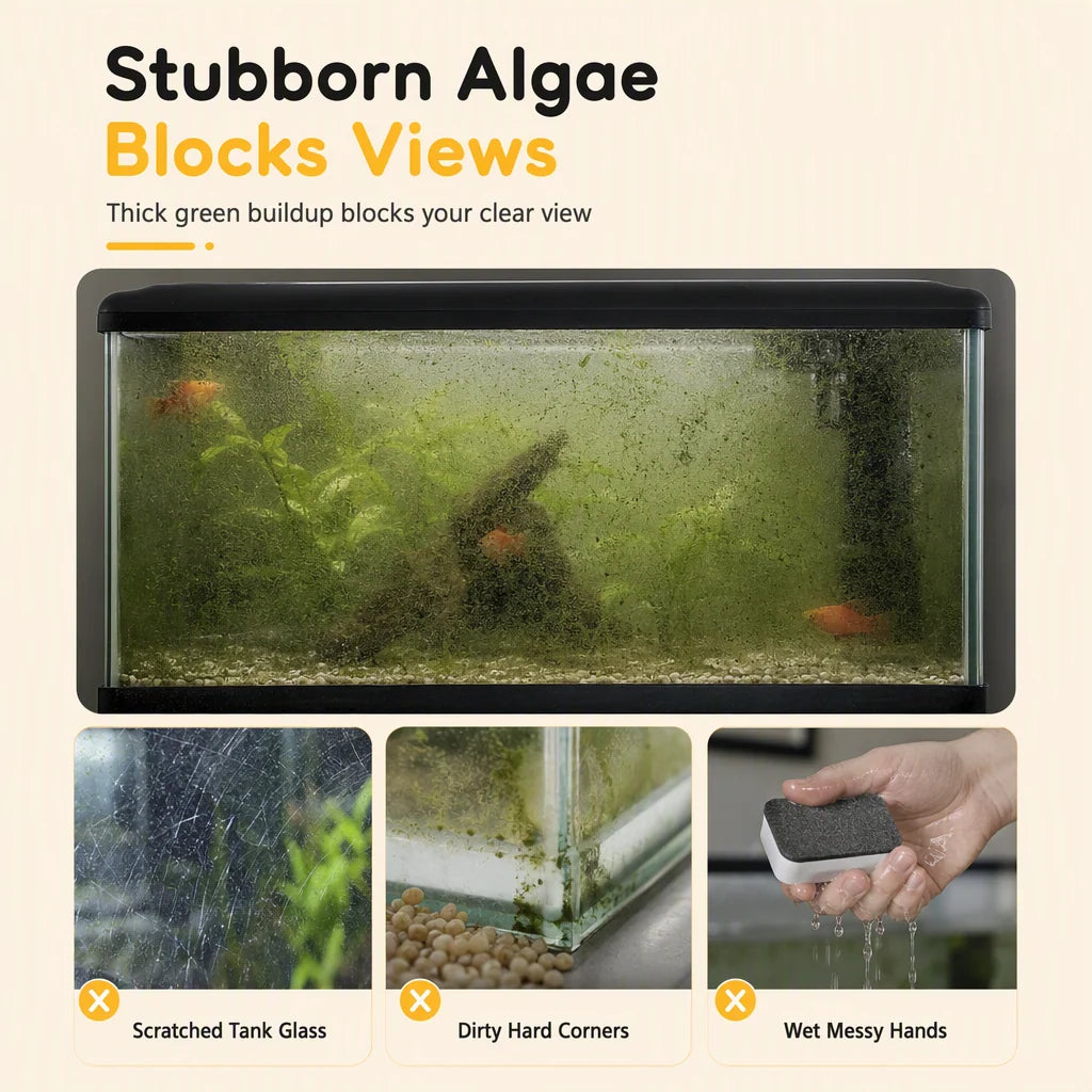 Clean Tank Glass Instantly! Double-Sided Magnetic Aquarium Cleaner