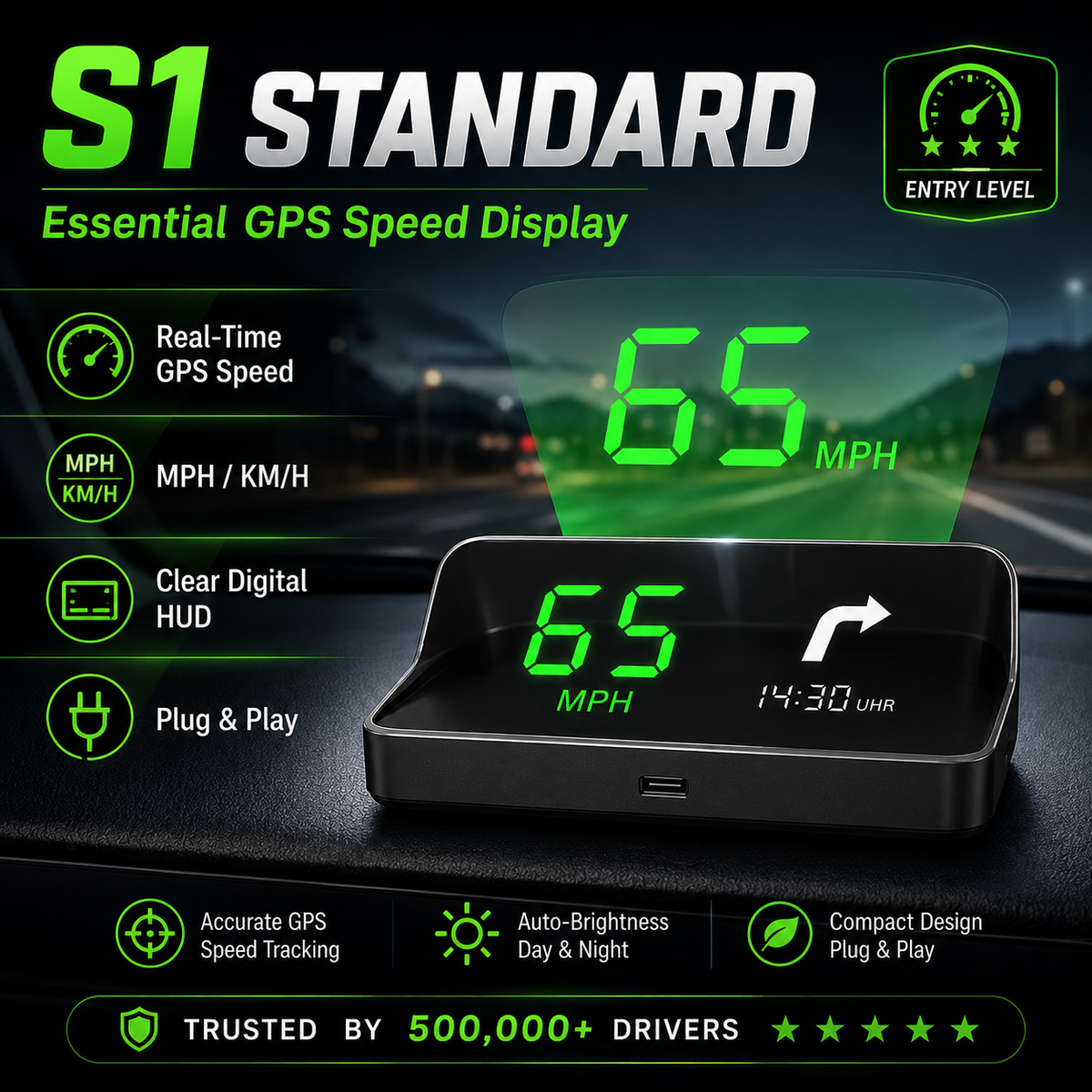 Head-Up Display (HUD) Car GPS Digital Speedometer