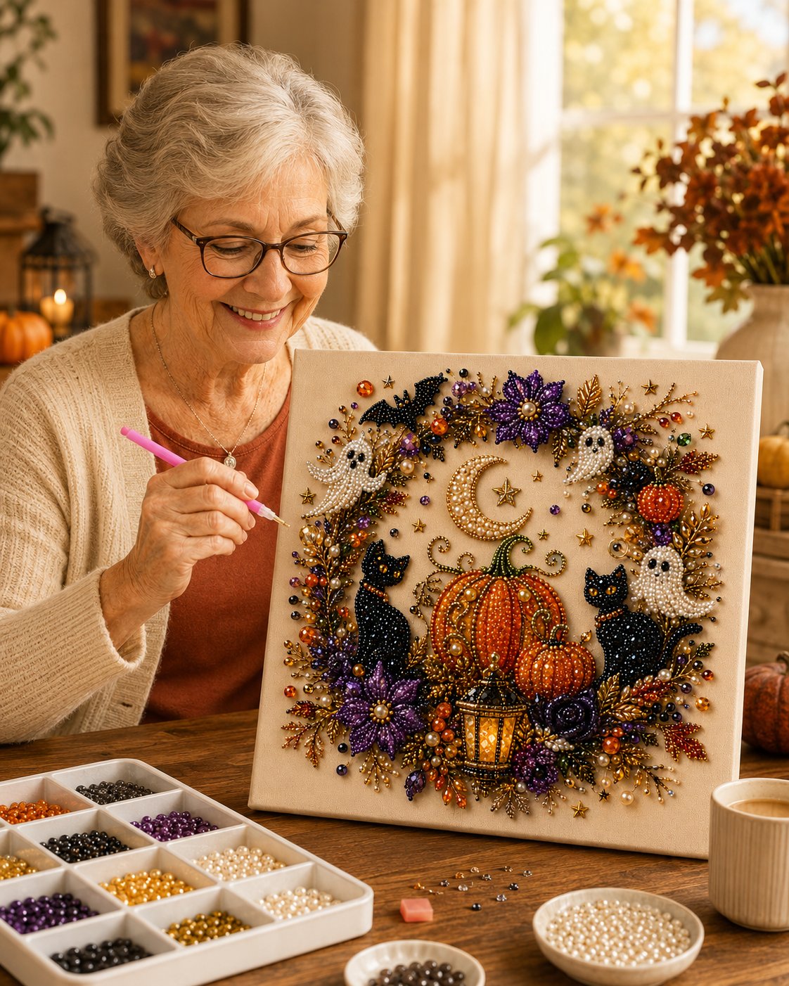 ?? Last Day 51% OFF ¨C ??? Halloween Pearl Art DIY Kit ¨C Turn Tiny Pearls into Spooky-Cute Magic