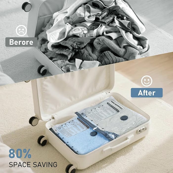 🔥 LAST DAY 49% OFF-Cordless Travel Vacuum Storage Compression Bag Set - TSA Approved & Reusable | Up to 80% More Space