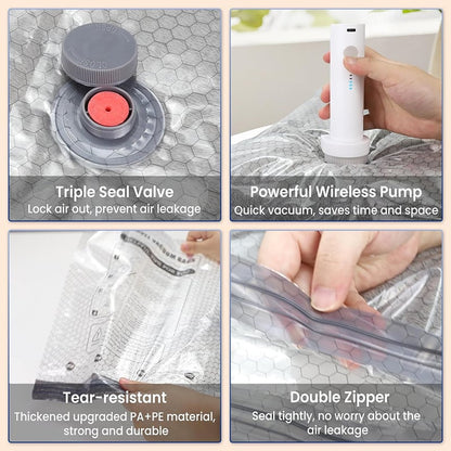 🔥 LAST DAY 49% OFF-Cordless Travel Vacuum Storage Compression Bag Set - TSA Approved & Reusable | Up to 80% More Space