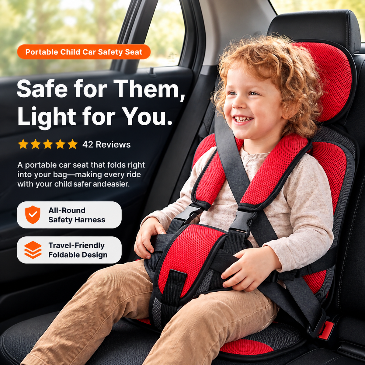 🏆Flash Sale⚡50K+ SOLD! Portable Child Car Safety Seat