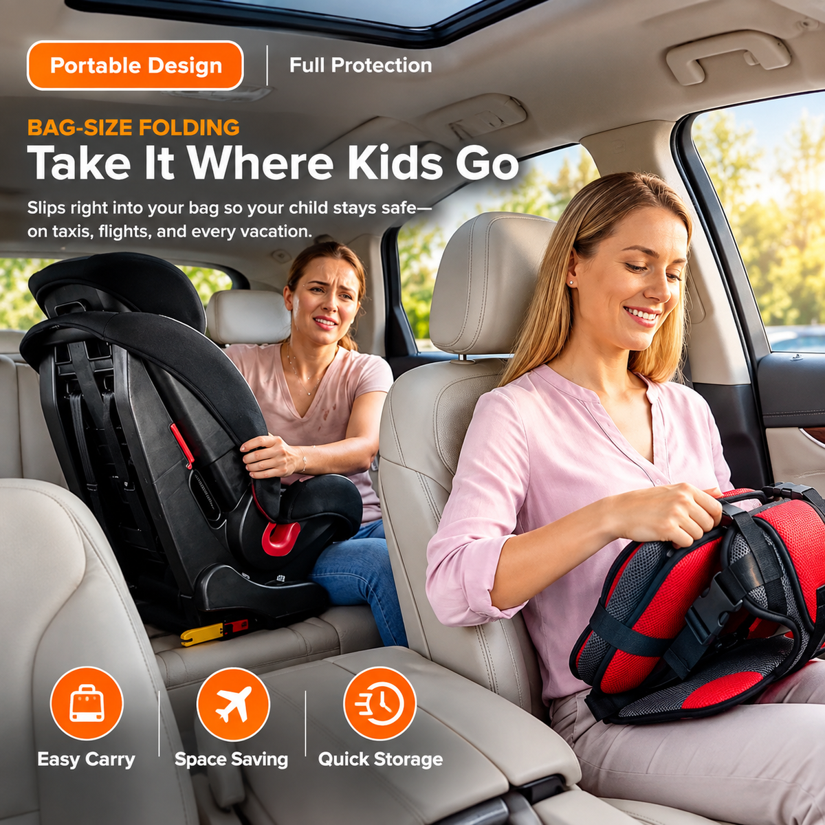 🏆Flash Sale⚡50K+ SOLD! Portable Child Car Safety Seat