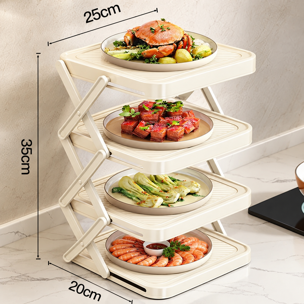 🍽️ 50% OFF NOW! 📦 4-Tier Bowl Storage Rack – Foldable, Stable & Maximizes Your Kitchen Space