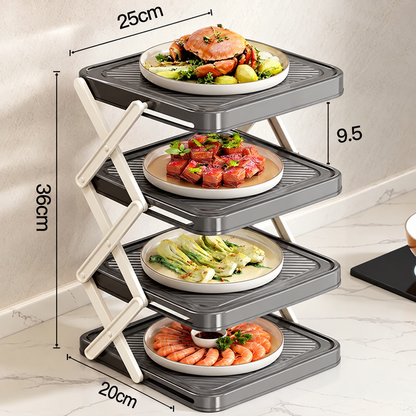 🍽️ 50% OFF NOW! 📦 4-Tier Bowl Storage Rack – Foldable, Stable & Maximizes Your Kitchen Space