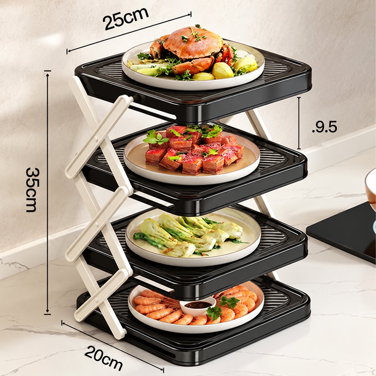 🍽️ 50% OFF NOW! 📦 4-Tier Bowl Storage Rack – Foldable, Stable & Maximizes Your Kitchen Space