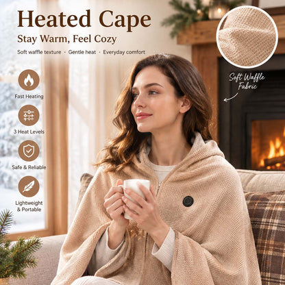 🔥CozyHug Portable Heated Shawl ✨Soft Zipper Wearable Electric Heating Blanket For All-Day Warmth