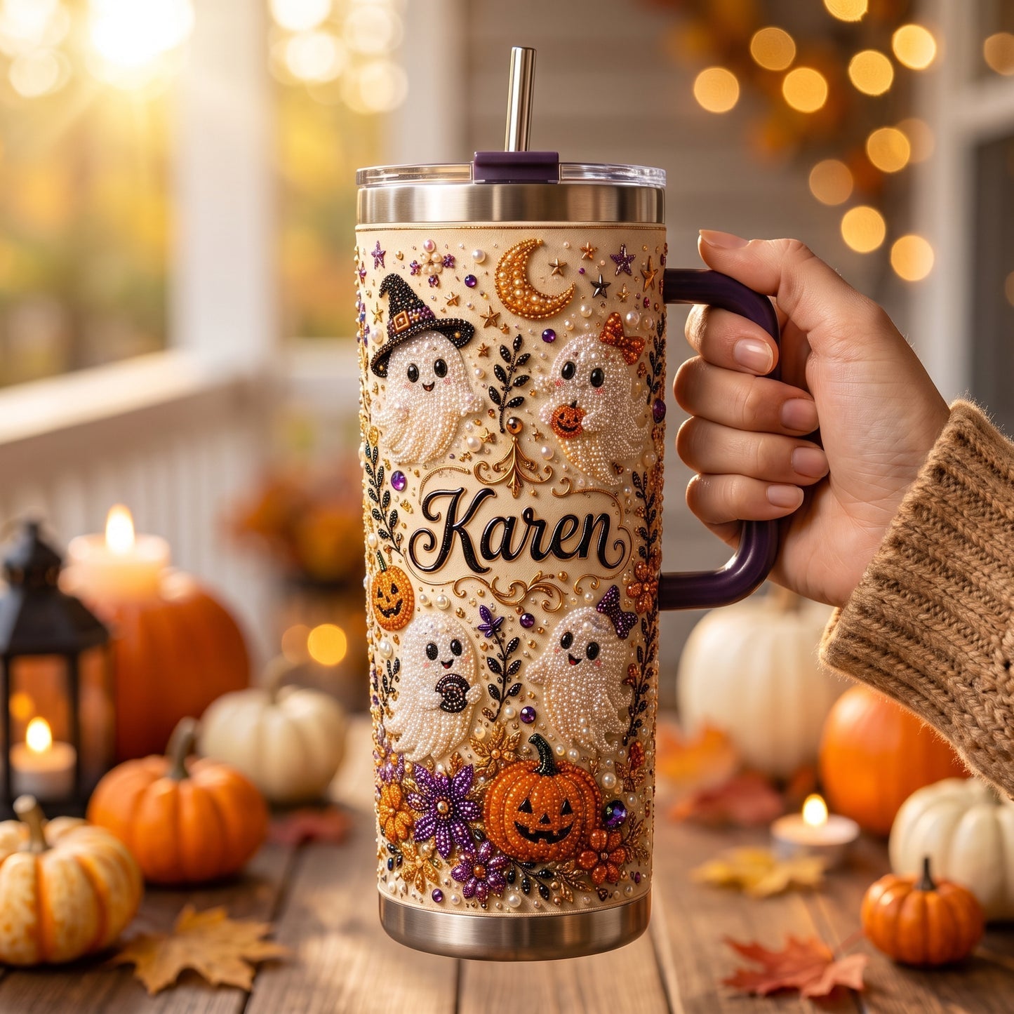 ?? Halloween Ghost Pearl Tumbler ¨C A Spooky-Cute Gift Made Just For Her ????
