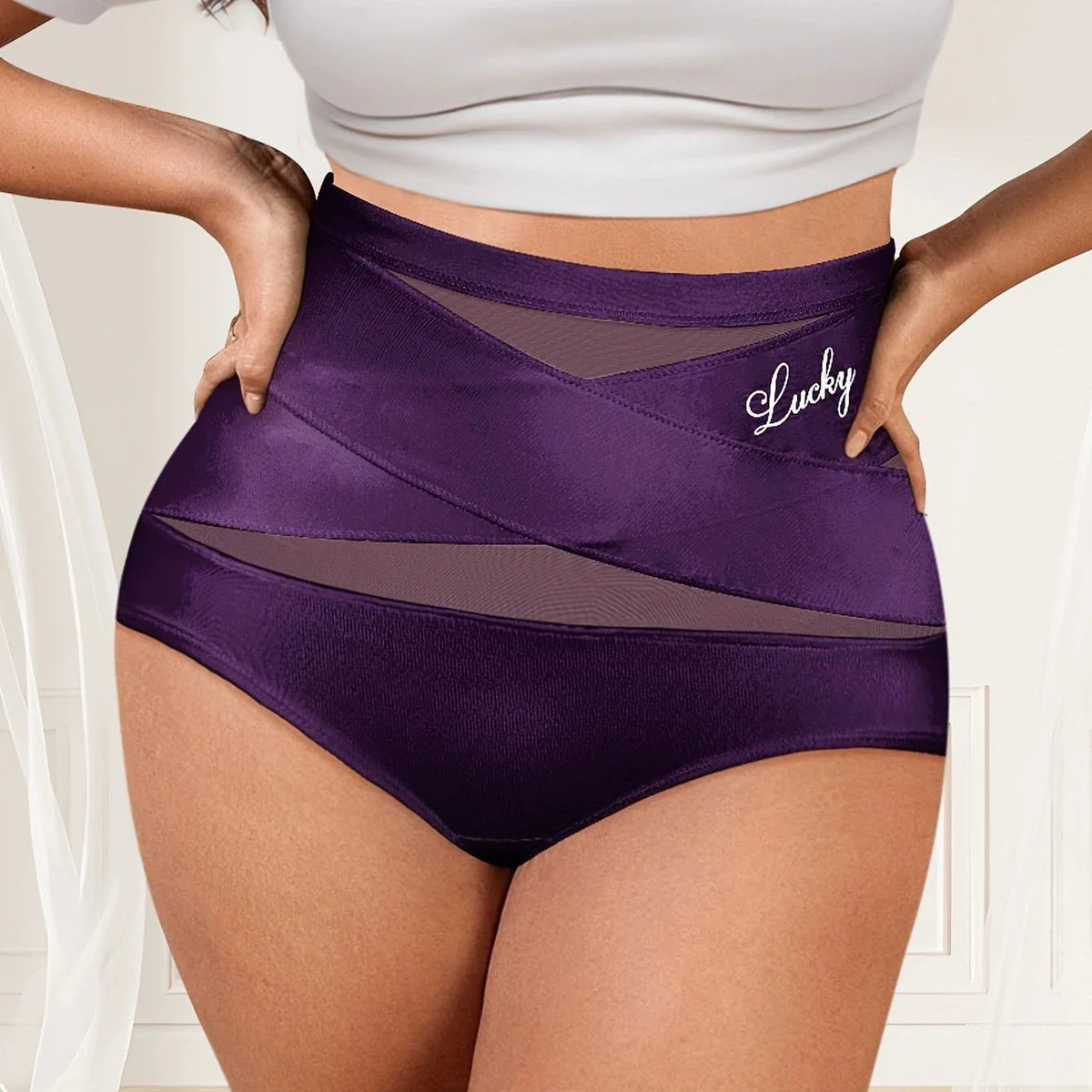 🌸BUY 1 FREE 1✨Plus-Size High-Waist Cross Tummy Control Panties