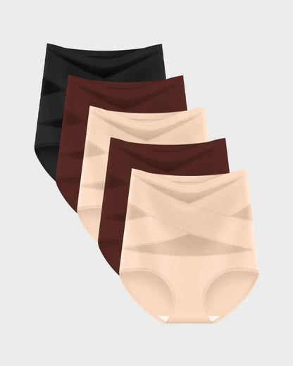 🌸BUY 1 FREE 1✨Plus-Size High-Waist Cross Tummy Control Panties