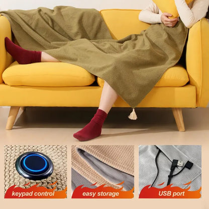 🔥CozyHug Portable Heated Shawl ✨Soft Zipper Wearable Electric Heating Blanket For All-Day Warmth