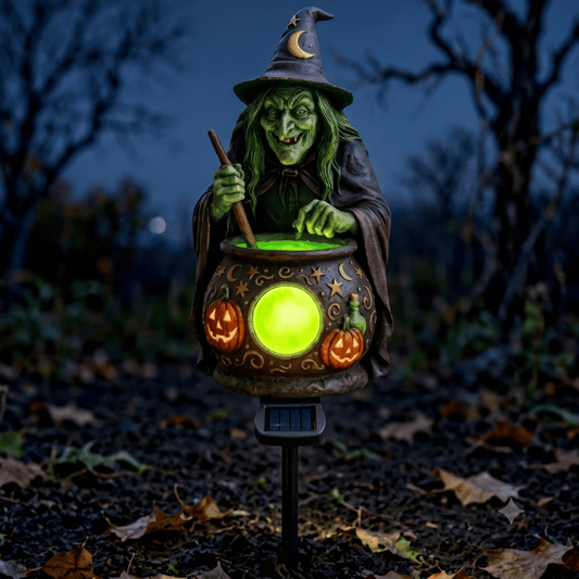 ??Last Day 50% OFF ¨C ???¡â??Halloween Solar Witch Cauldron Garden Stake Light