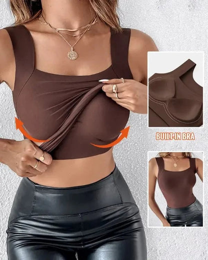 🏆Last Day!!💐Women's U Neck Thermal Tank Tops with Built-In Bra