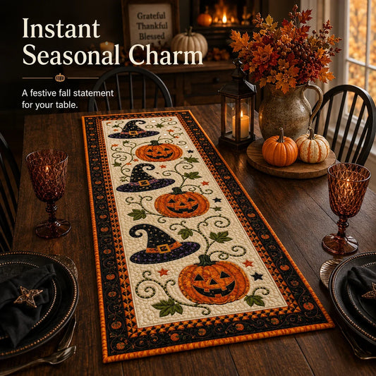 2-in-1 Halloween & Fall???? Autumn Spell Quilted Table Runner