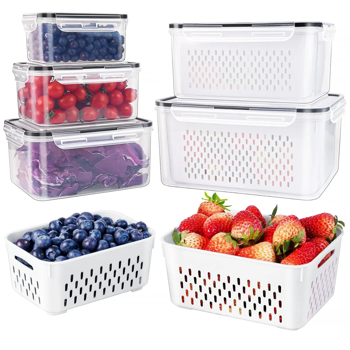 🔥3‑Pack Fridge Storage Containers｜Keep Produce Fresh Longer!