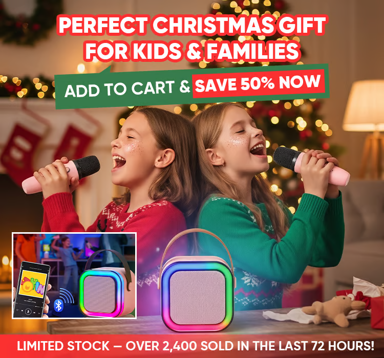 Portable Wireless Karaoke Speaker with Dual Rechargeable Microphones and Dynamic LED Party Lights