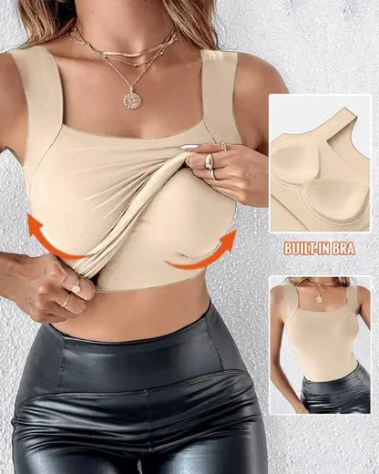 🏆Last Day!!💐Women's U Neck Thermal Tank Tops with Built-In Bra