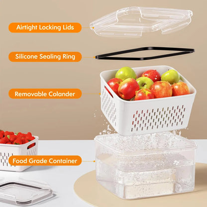 🔥3‑Pack Fridge Storage Containers｜Keep Produce Fresh Longer!