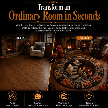 ?? 3D Haunted Staircase Round Rug ¨C Spooky Halloween Optical Illusion ??