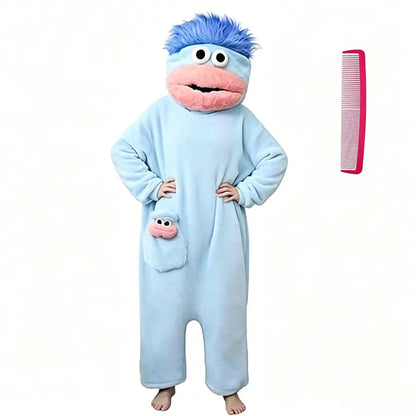 Msrlassn Cute Pajamas Wearable Blanket Hoodie for Women Men,  Oversize Soft Warm Cozy Pullover Home Loungewear Funny Pajamas Onesie, Perfect for Home Party Costume Halloween, One Size for Women Men