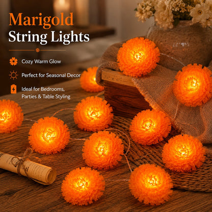 ?? 40% OFF Today ?? Orange Marigold LED String Lights ¨C Light Up Your Halloween with a Warm Floral Glow ?
