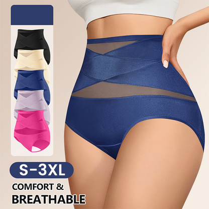🌸BUY 1 FREE 1✨Plus-Size High-Waist Cross Tummy Control Panties