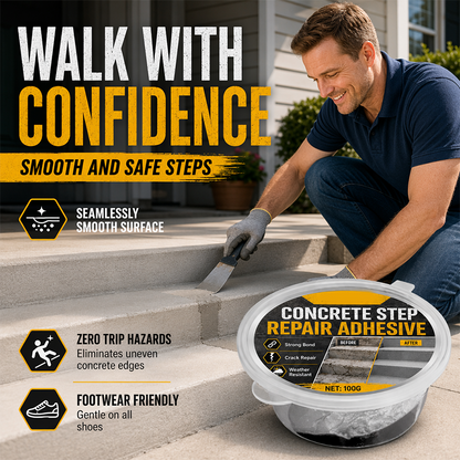🥳Buy 3 Get 2 Free 🥳💞50K+ SOLD!🔧Concrete Step Repair Adhesive – Permanently bonds cracked stairs & walkways. Weatherproof – resists heat, ice & rain. Walk safely again! 🛡️✨