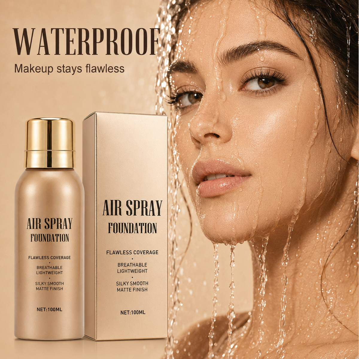 BUY 1 FREE 1💦Waterproof Flawless Air Spray Foundation｜Long‑Lasting Airbrush Makeup, Sweat‑Proof Buildable Coverage ✨