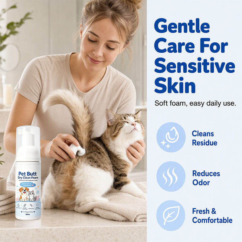 🔥Limited Time Buy 1 Get 1 Free🔥No-Rinse Pet Butt Dry Clean Foam for Dogs & Cats