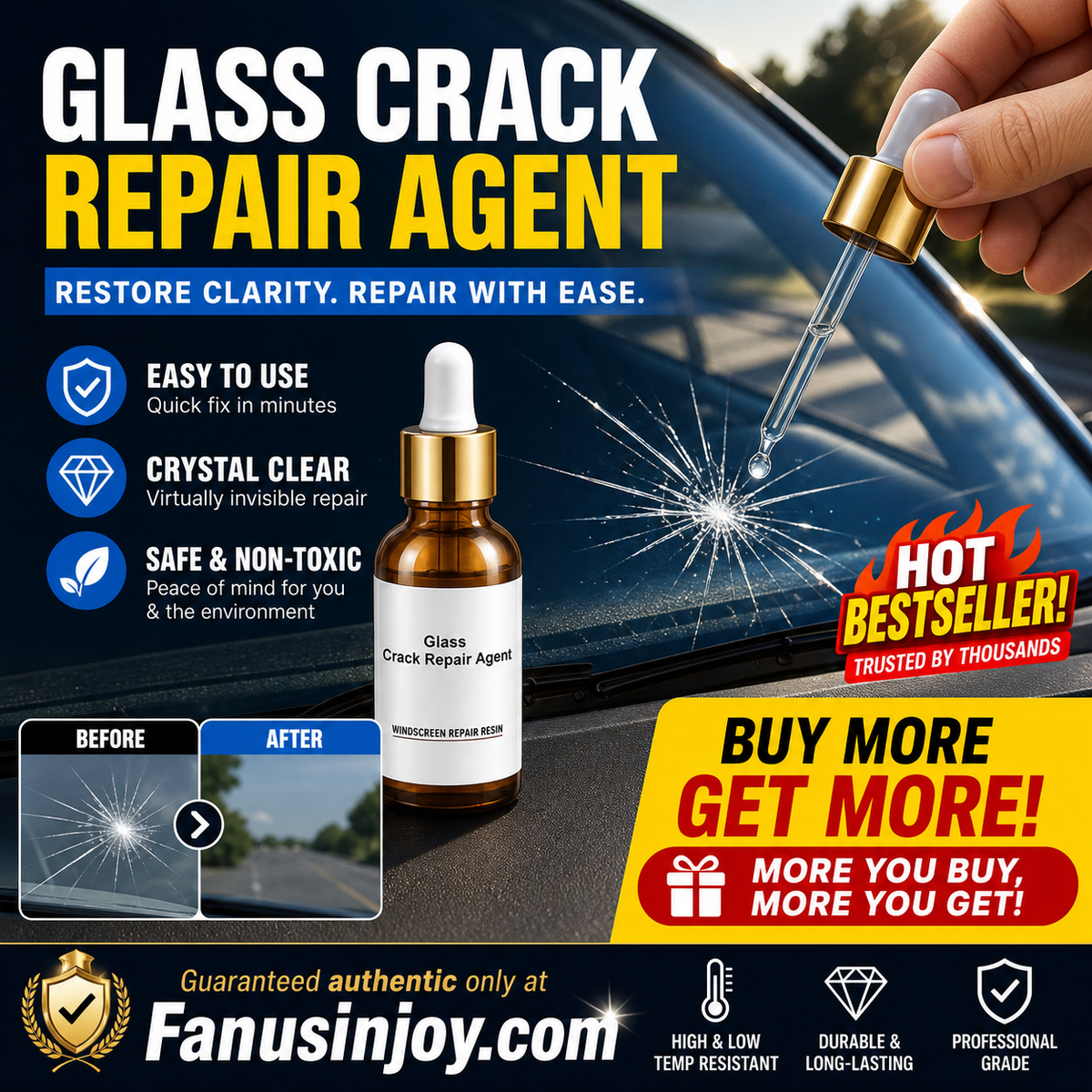 ⚡️BUY 1 FREE 1⚡️One drop fixes all glass cracks！🚗Glass Crack Repair Agent