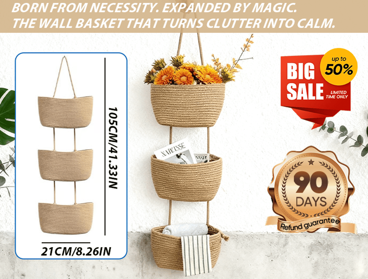 Decorative 3-Tier Hanging Organizer Bag