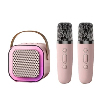 Portable Wireless Karaoke Speaker with Dual Rechargeable Microphones and Dynamic LED Party Lights